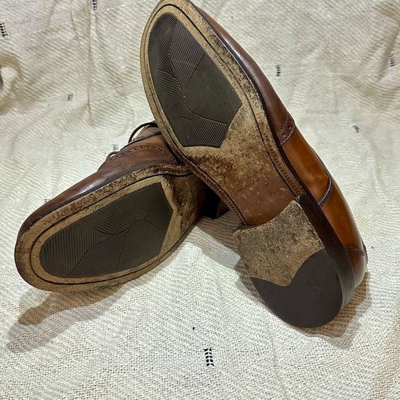 Men's G.H. Bass & Co. Tan Leather Oxford Wingtip Dress Shoes 10.5 (b6) - Picture 3 of 4